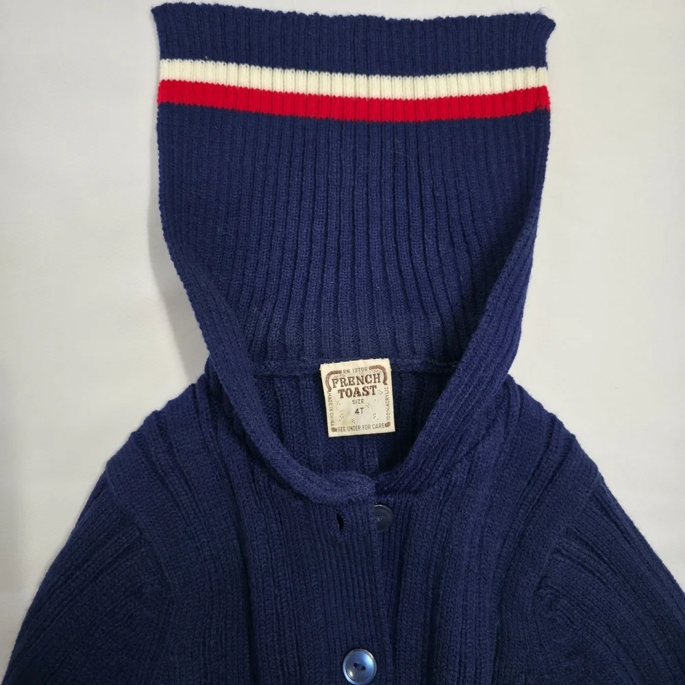 Vintage 90s French Toast 4T Navy Hooded Sweater